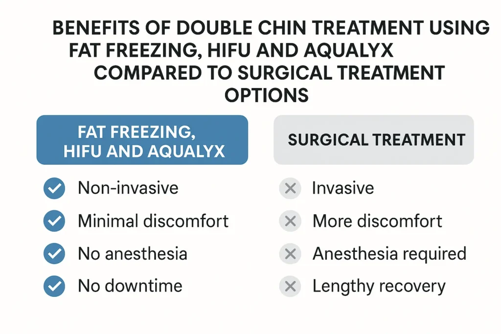 Graphic about the benefits of double chin treatment Acocks Green - from LA LIPO