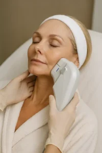 Woman receiving HIFU non surgical facelift treatment Acocks Green