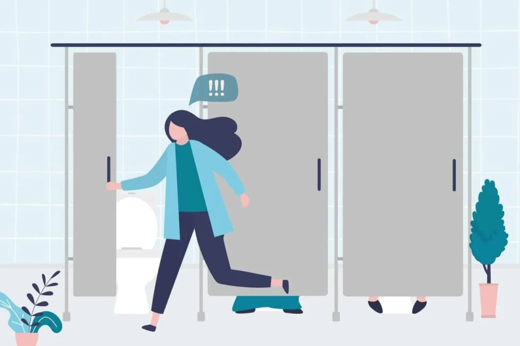 graphic of Urine incontinence Acocks Green woman running to the toilet.